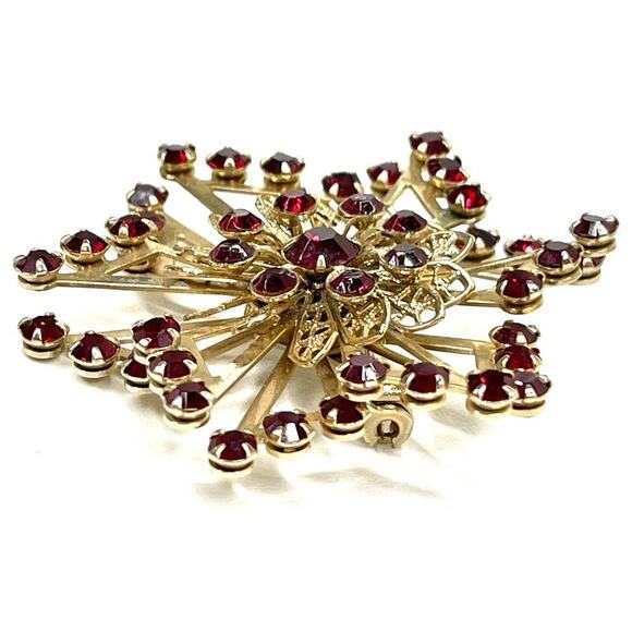 Brooch Snowflake Star of David Red Gold Vtg Estate Jewelry O06 - Picture 2 of 4